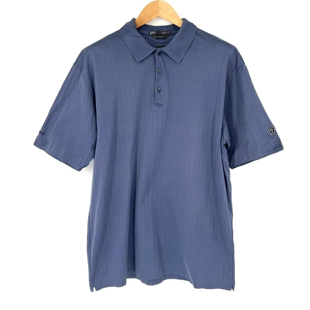 NIKE Tiger Woods Polo Size L 70/2 Double Mercerized Golf Men's‎ Grey Bay Hill